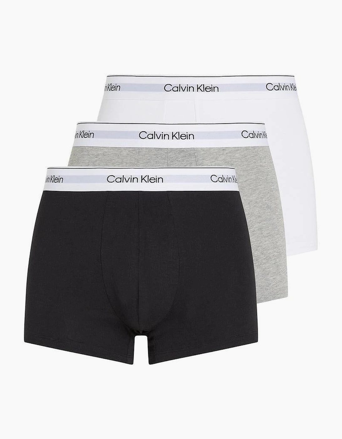 Men's Calvin Klein 3-Pack Modern Cotton Boxer Trunks, Black/Grey/White - Size: 37/36/32