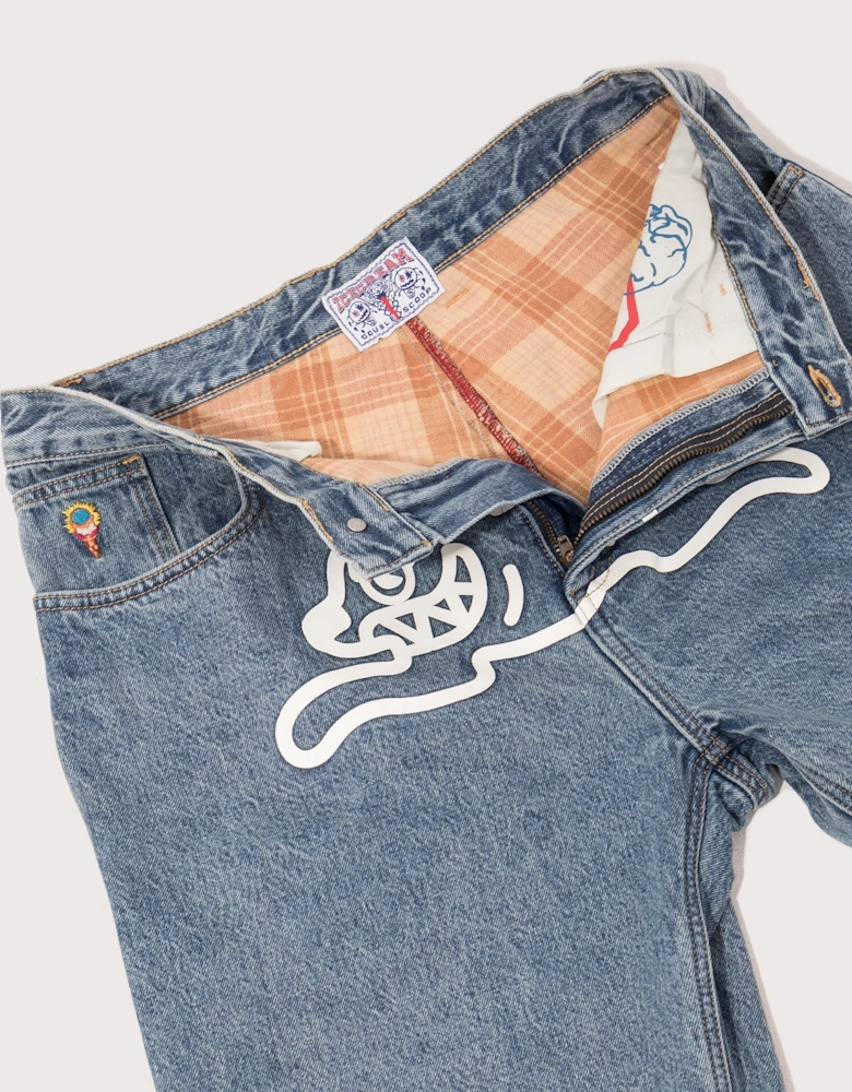 Check Lined Denim Pants