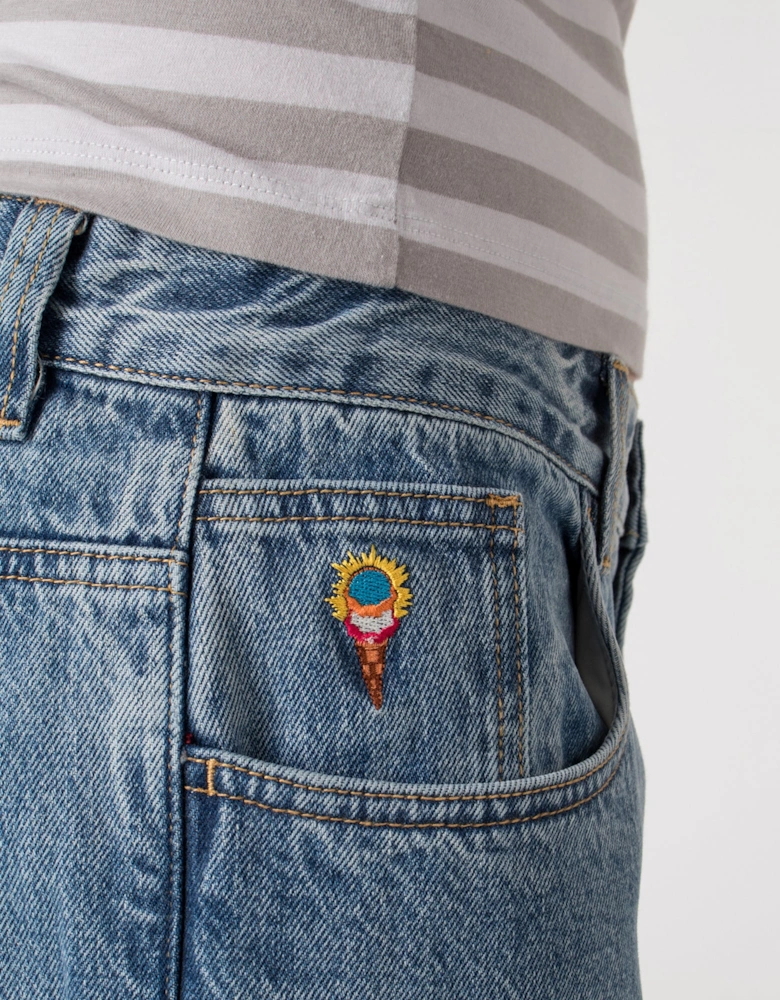 Check Lined Denim Pants