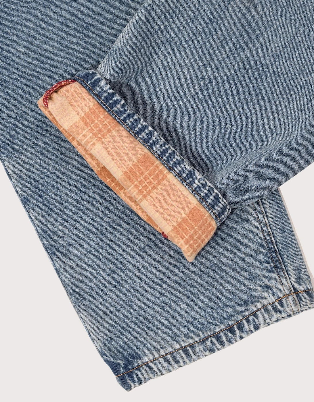 Check Lined Denim Pants