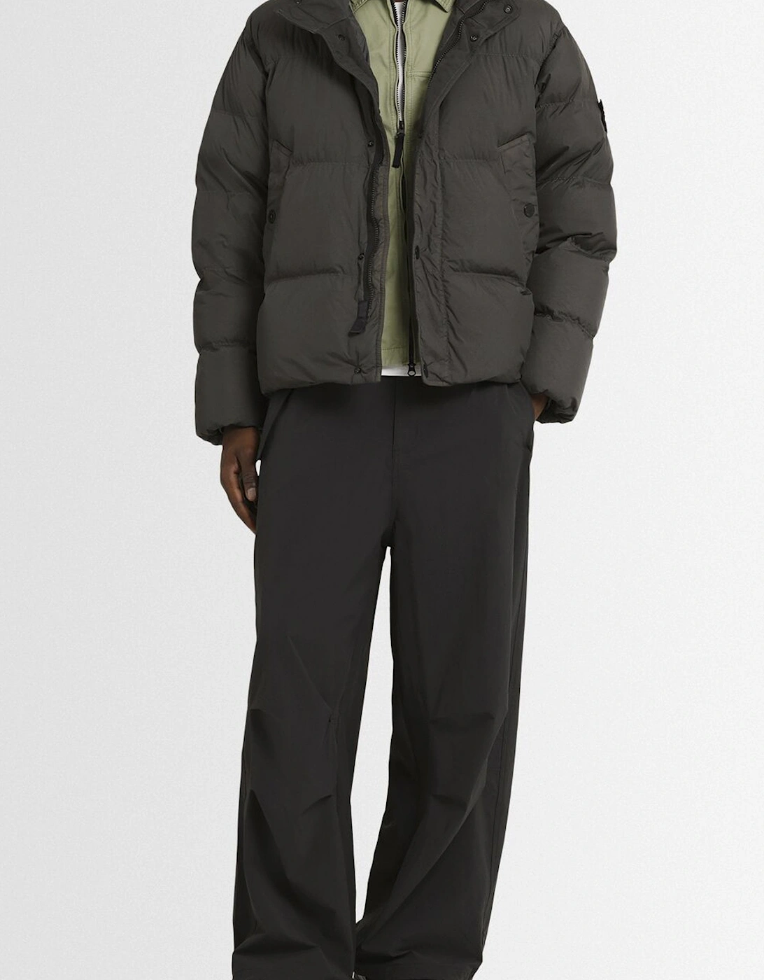 S0A23 Down Jacket Garment Dyed Crinkle Reps NY Grey