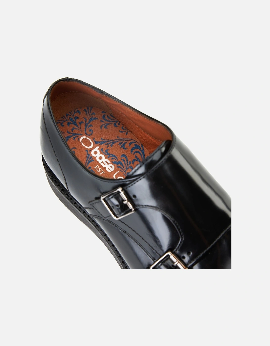 London Knight Leather Men's Black Double Monk Shoes