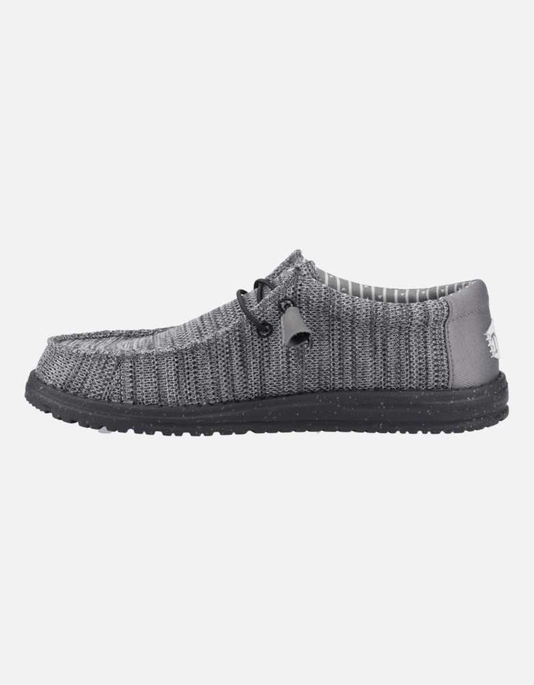 HEYDUDE Wally Stretch Mesh Polyester Men's Granite Grey/Black Moccasins Shoes