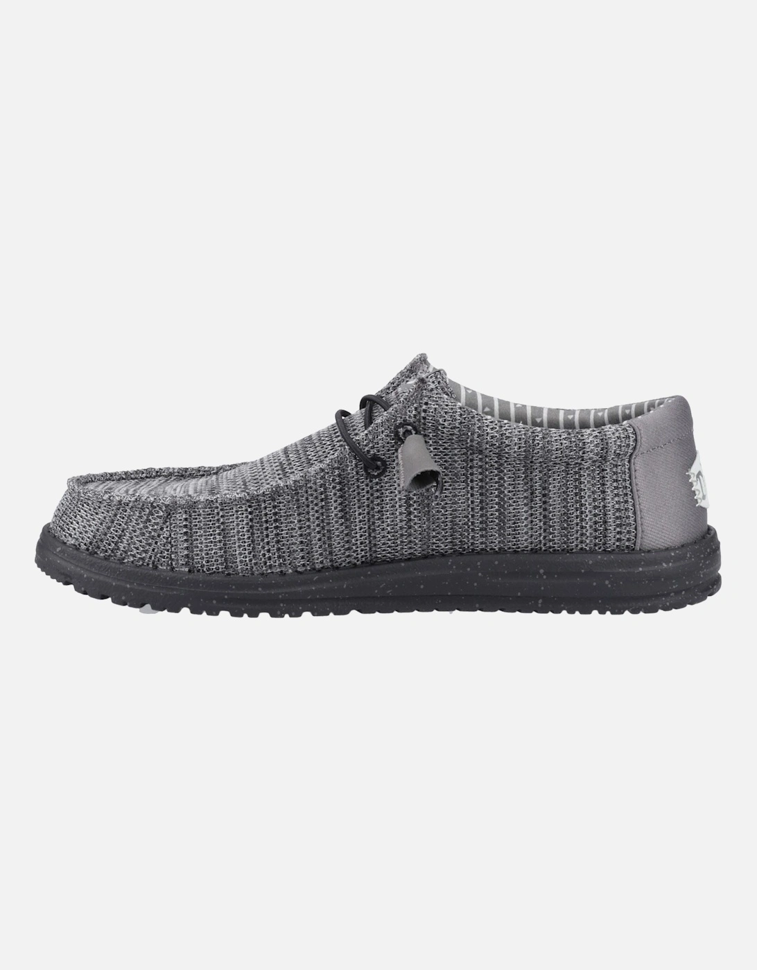 HEYDUDE Wally Stretch Mesh Polyester Men's Granite Grey/Black Moccasins Shoes