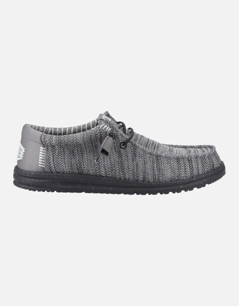 HEYDUDE Wally Stretch Mesh Polyester Men's Granite Grey/Black Moccasins Shoes