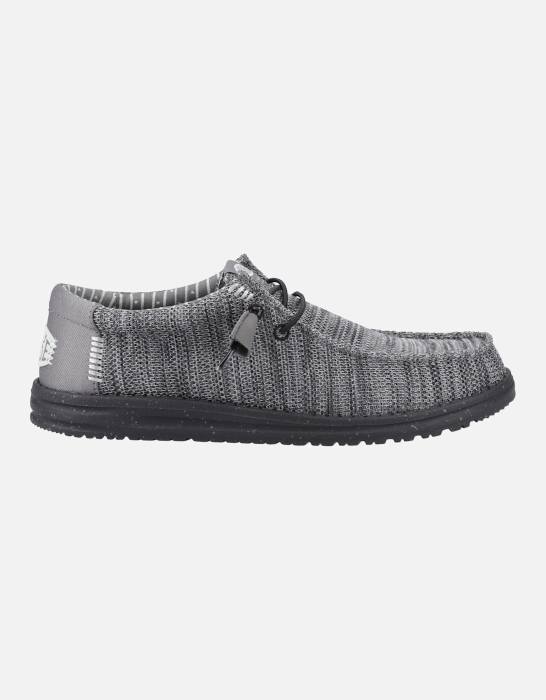 HEYDUDE Wally Stretch Mesh Polyester Men's Granite Grey/Black Moccasins Shoes