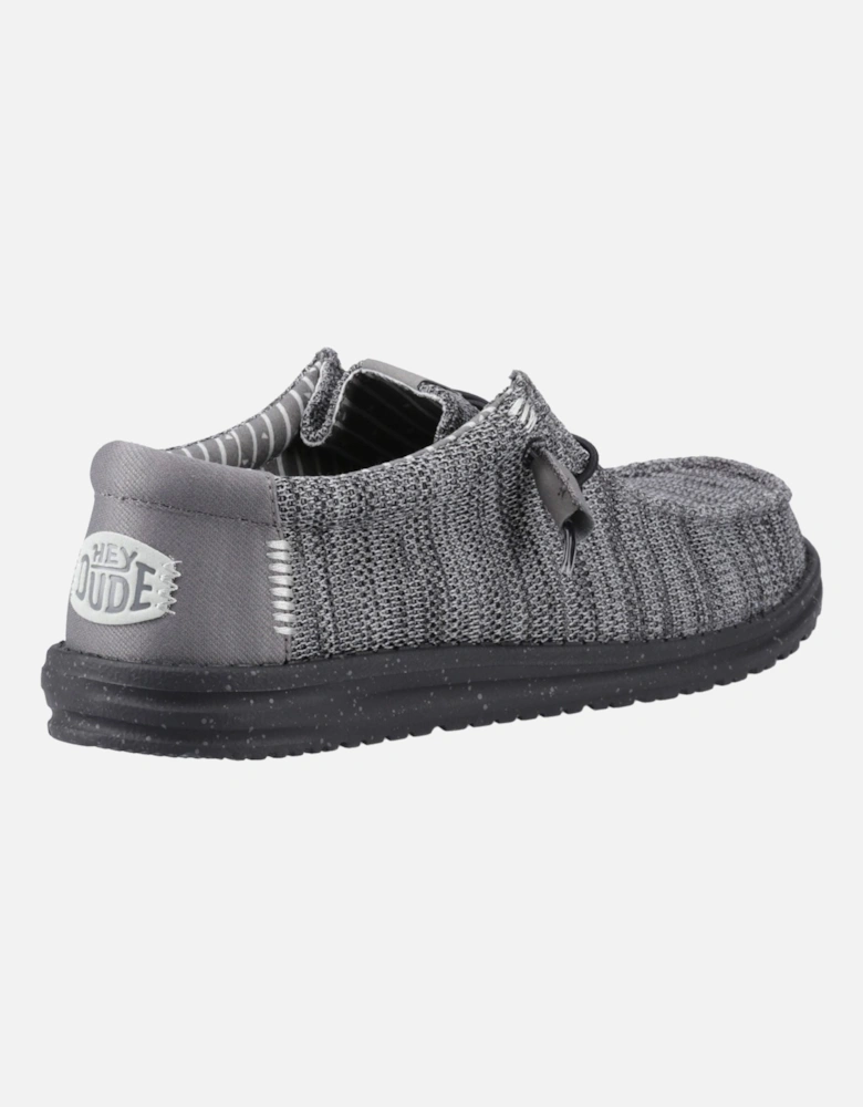 HEYDUDE Wally Stretch Mesh Polyester Men's Granite Grey/Black Moccasins Shoes