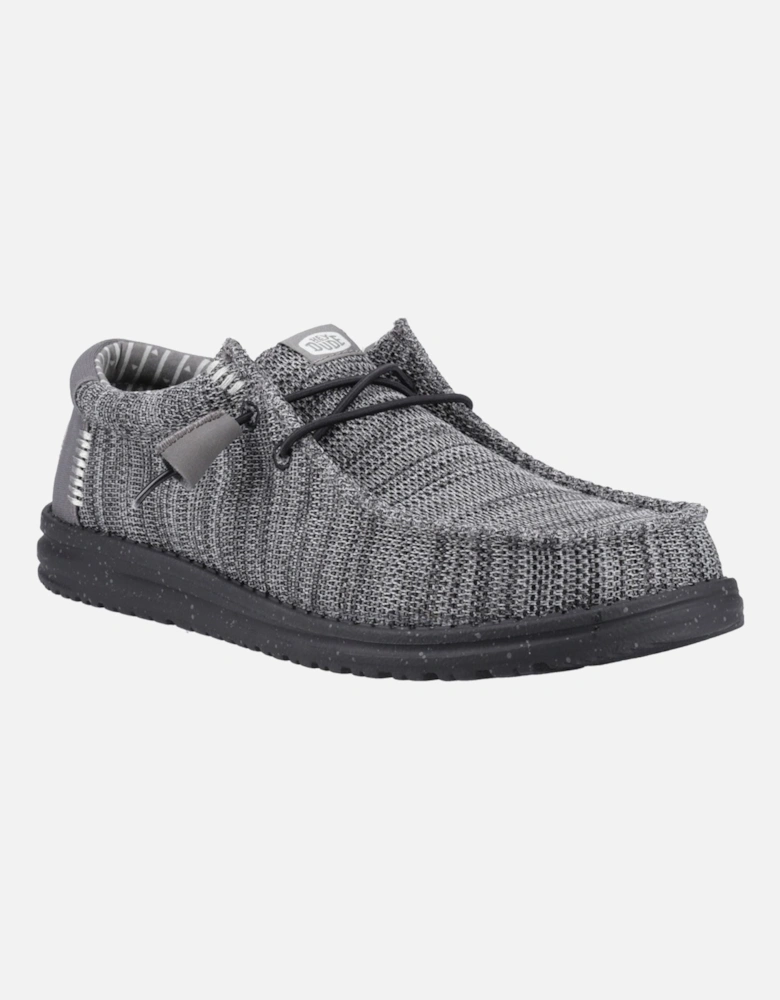 HEYDUDE Wally Stretch Mesh Polyester Men's Granite Grey/Black Moccasins Shoes
