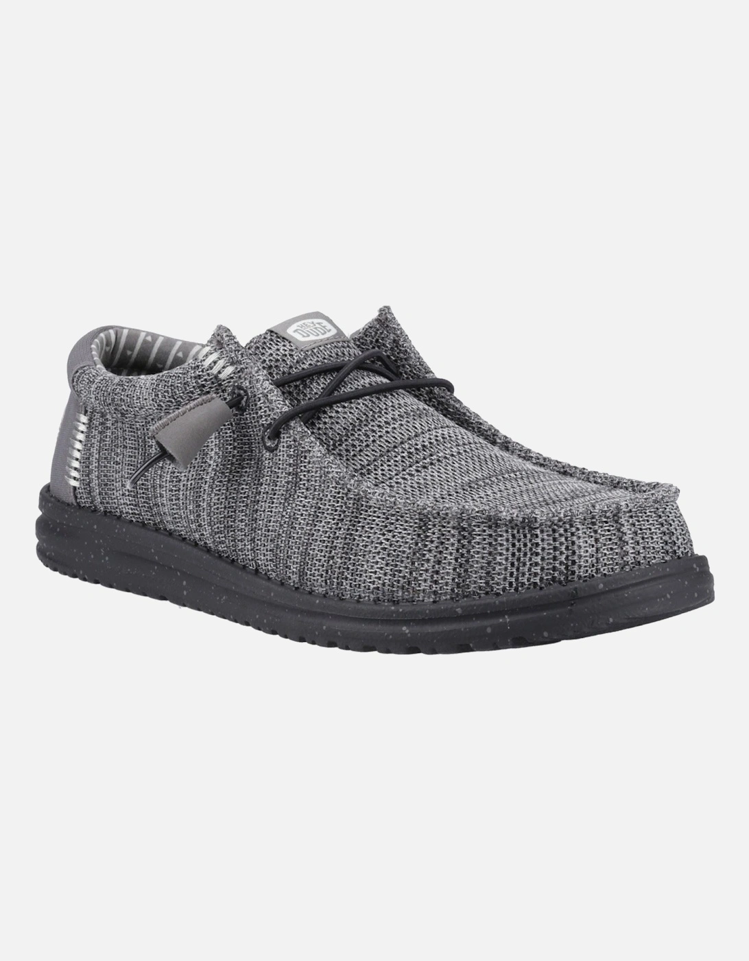 HEYDUDE Wally Stretch Mesh Polyester Men's Granite Grey/Black Moccasins Shoes, 6 of 5
