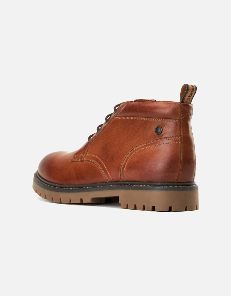 London Cobalt Leather Men's Tan Ankle Boots