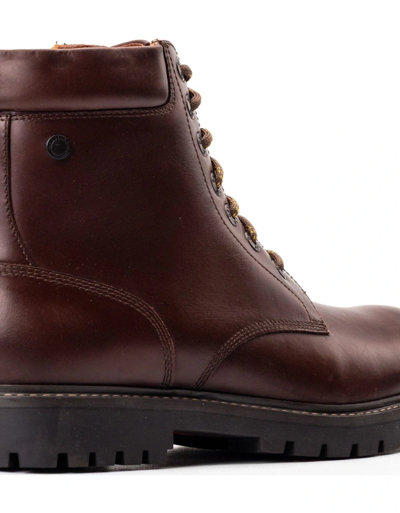 London Nickel Leather Men's Brown Ankle Boots