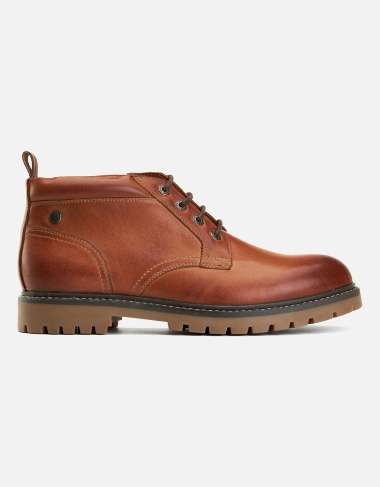 London Cobalt Leather Men's Tan Ankle Boots