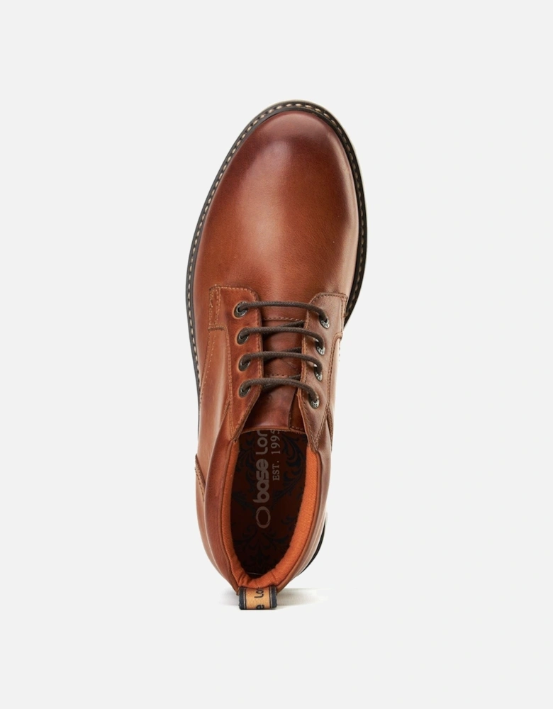 London Cobalt Leather Men's Tan Ankle Boots