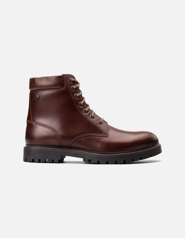 London Nickel Leather Men's Brown Ankle Boots