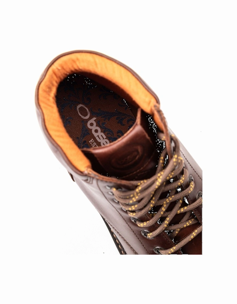 London Nickel Leather Men's Brown Ankle Boots