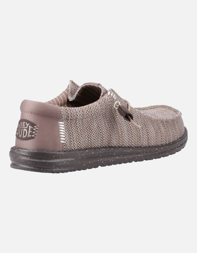 HEYDUDE Wally Stretch Mesh Polyester Men's Deep Taupe/Mole Brown Moccasins Shoes