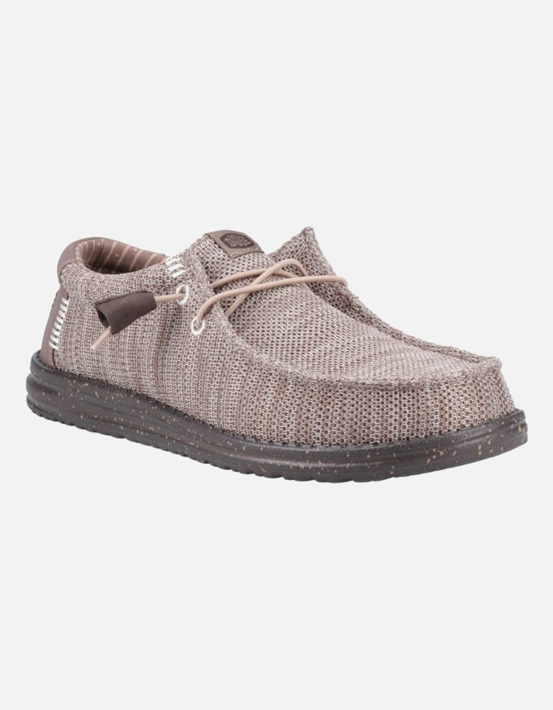 HEYDUDE Wally Stretch Mesh Polyester Men's Deep Taupe/Mole Brown Moccasins Shoes