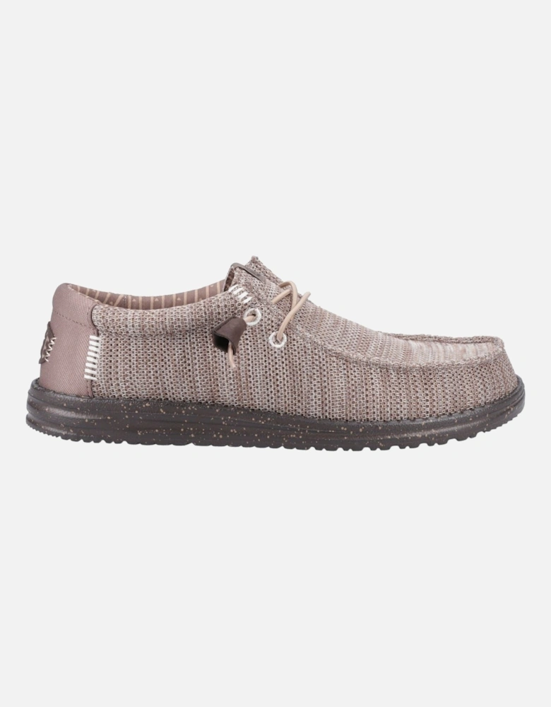 HEYDUDE Wally Stretch Mesh Polyester Men's Deep Taupe/Mole Brown Moccasins Shoes