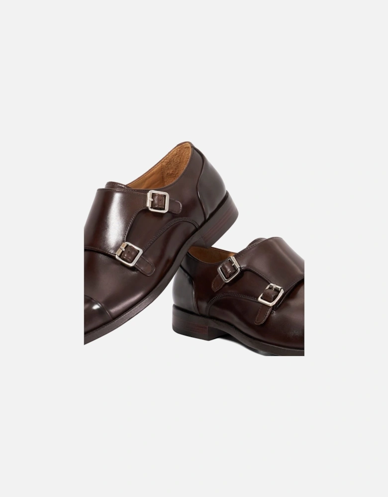 Dune Satchin Leather Men's Dark Brown Double Monk Shoes
