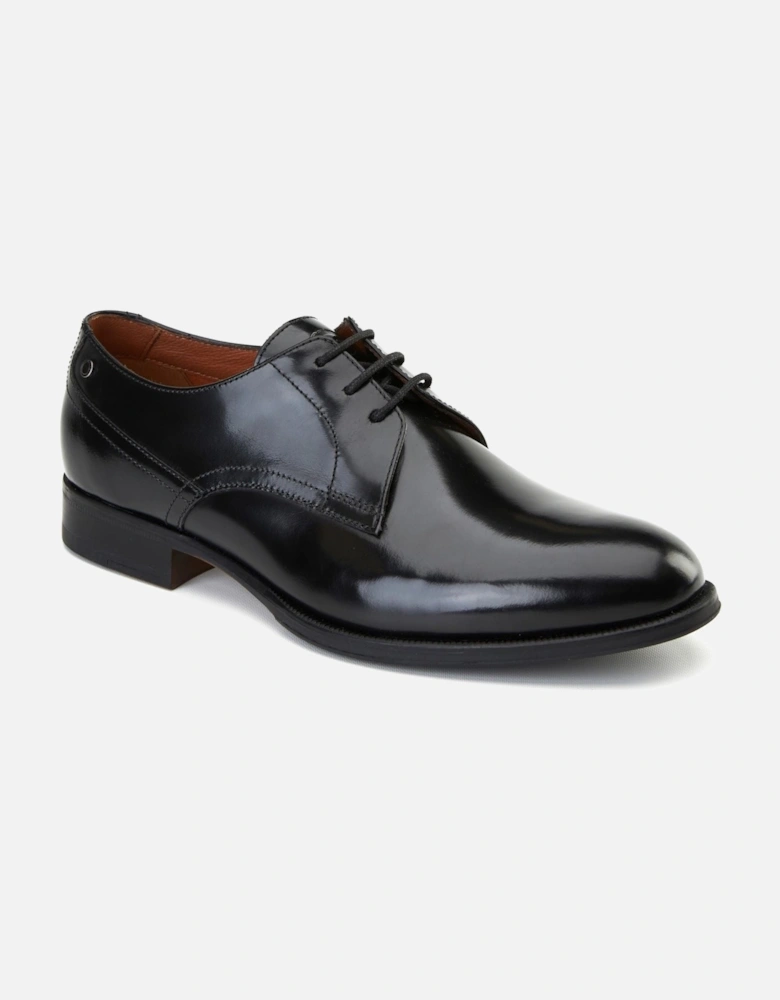 London Edison Leather Men's Black Lace-Up Shoes