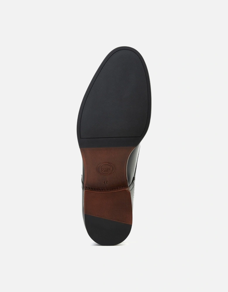 London Edison Leather Men's Black Lace-Up Shoes