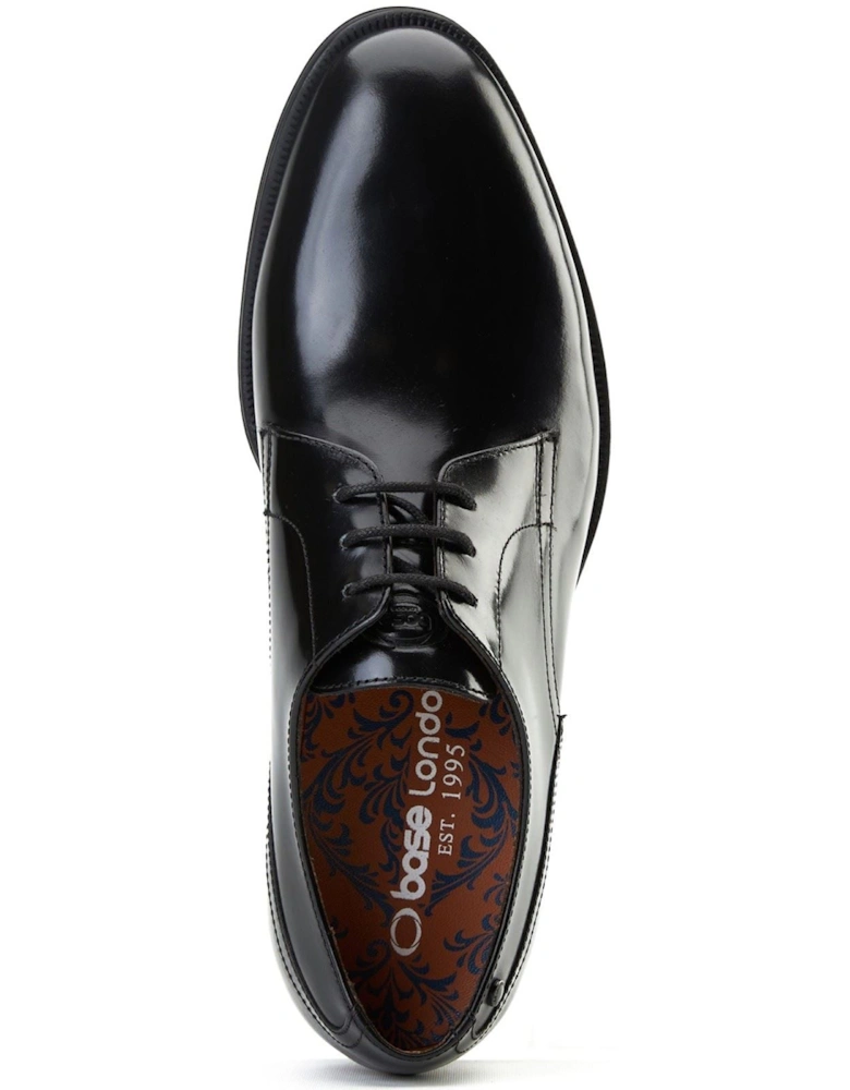 London Edison Leather Men's Black Lace-Up Shoes