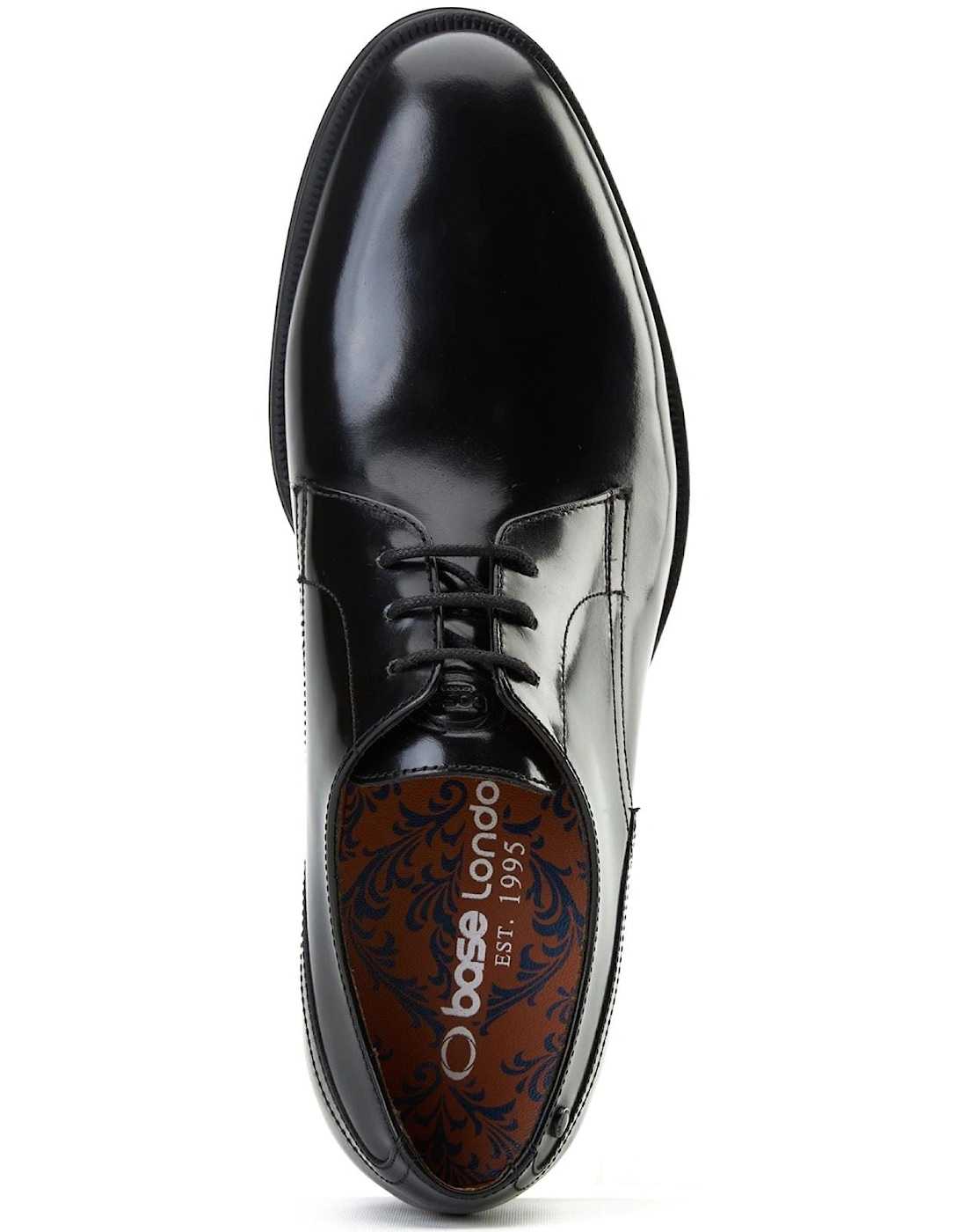 London Edison Leather Men's Black Lace-Up Shoes