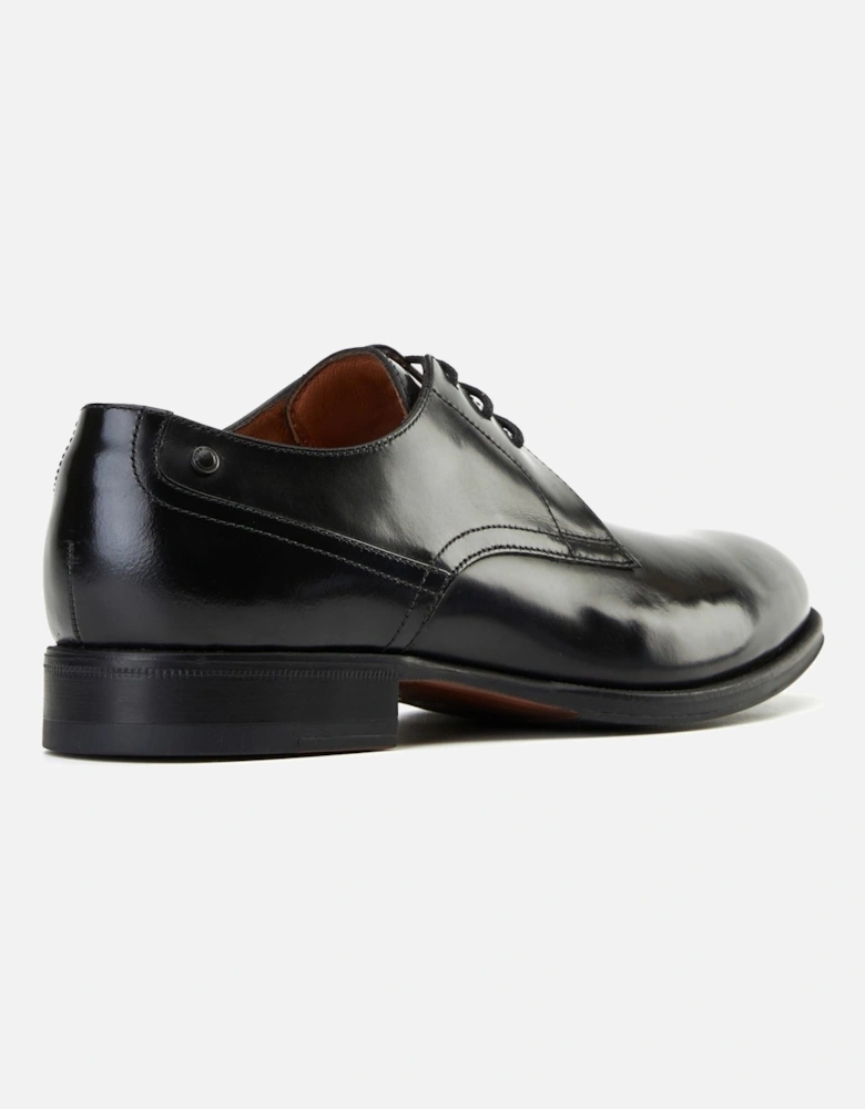 London Edison Leather Men's Black Lace-Up Shoes