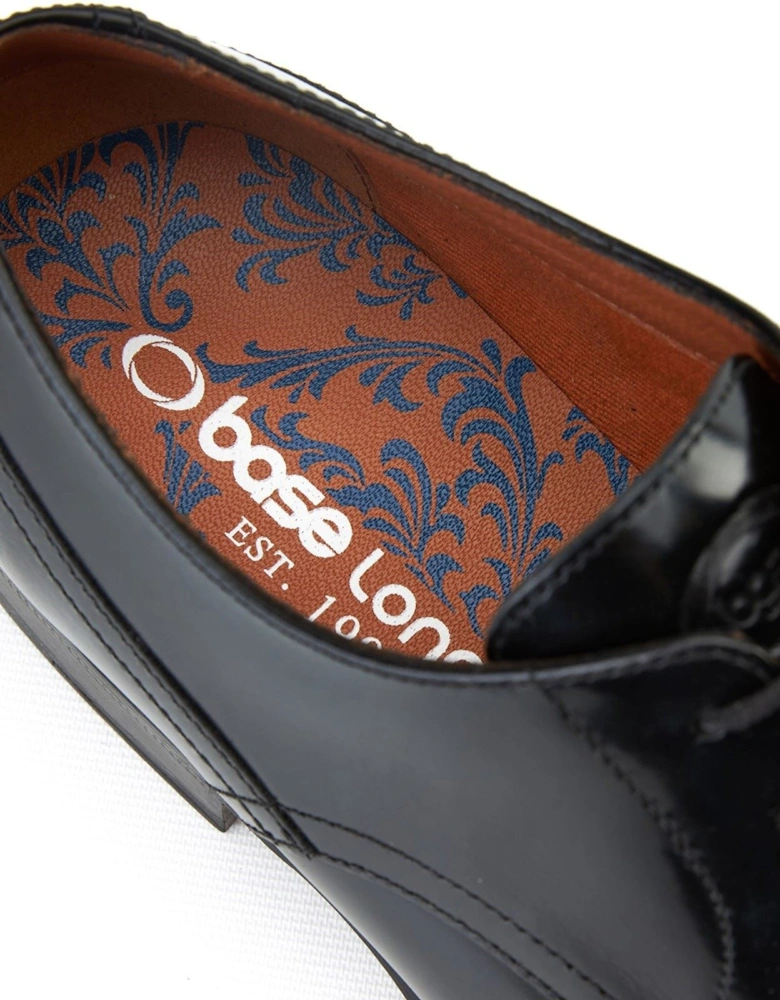 London Edison Leather Men's Black Lace-Up Shoes
