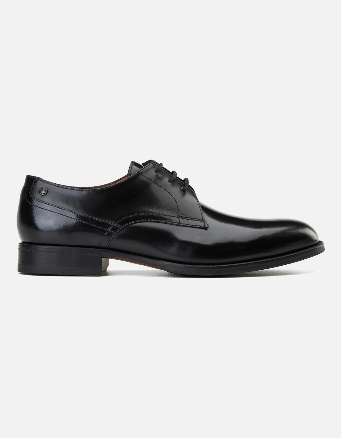 London Edison Leather Men's Black Lace-Up Shoes