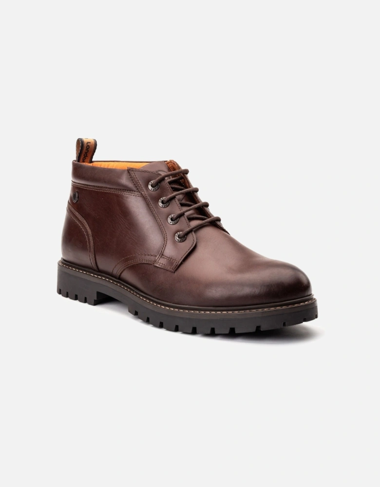 London Cobalt Leather Men's Brown Ankle Boots