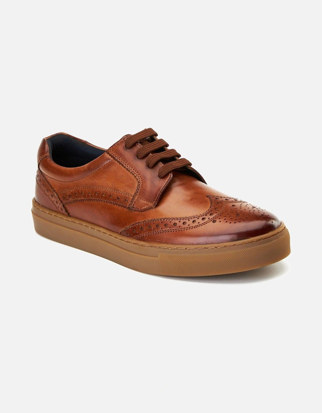London Clapton Leather Men's Burnt Tan Brogues Shoes, 2 of 1