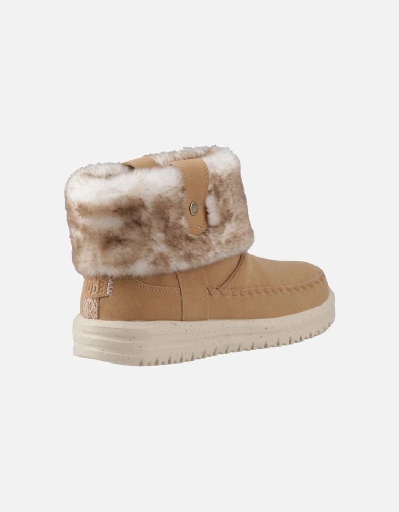 HEYDUDE Camden Cuff Classic Cozy Synthetic Women's Cognac Winter Ankle Boots