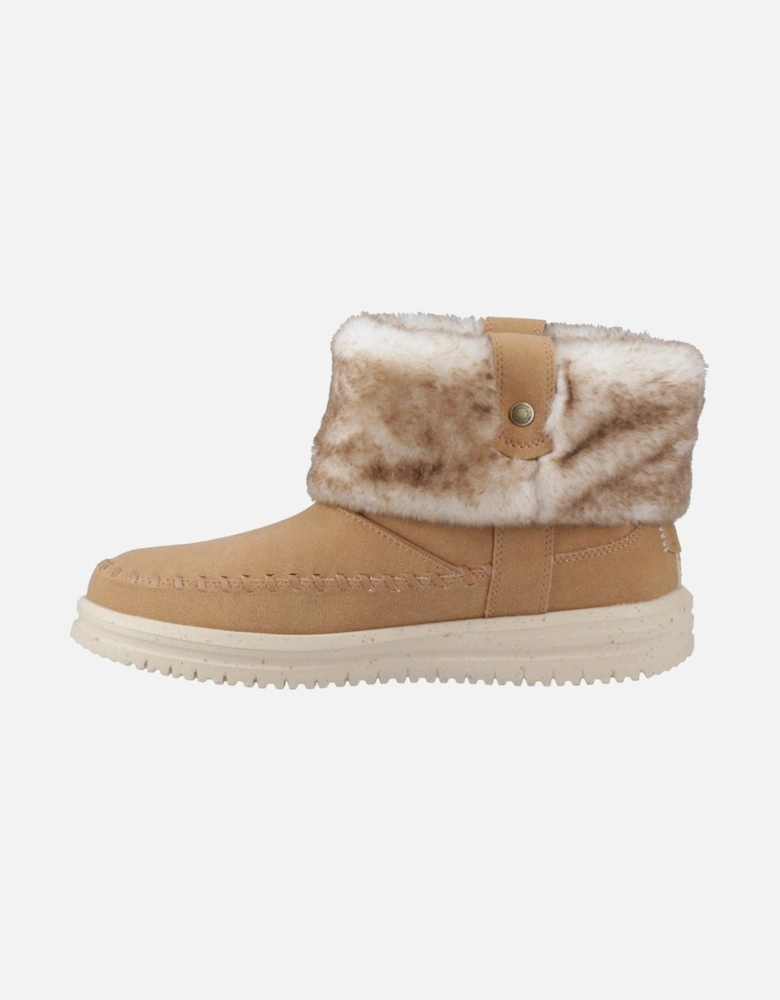 HEYDUDE Camden Cuff Classic Cozy Synthetic Women's Cognac Winter Ankle Boots