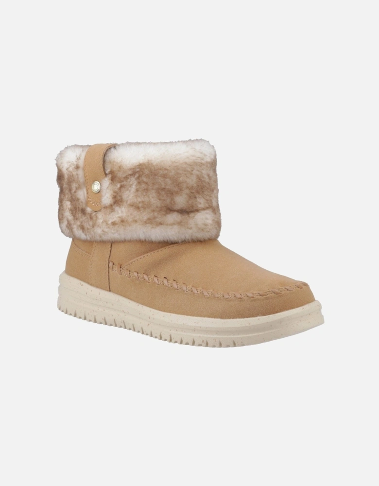 HEYDUDE Camden Cuff Classic Cozy Synthetic Women's Cognac Winter Ankle Boots