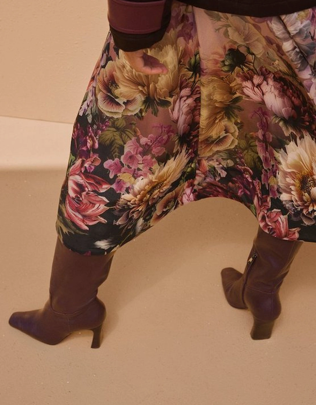Floral Print Silk Cotton Long Sleeve Woven Maxi Dress, 2 of 1