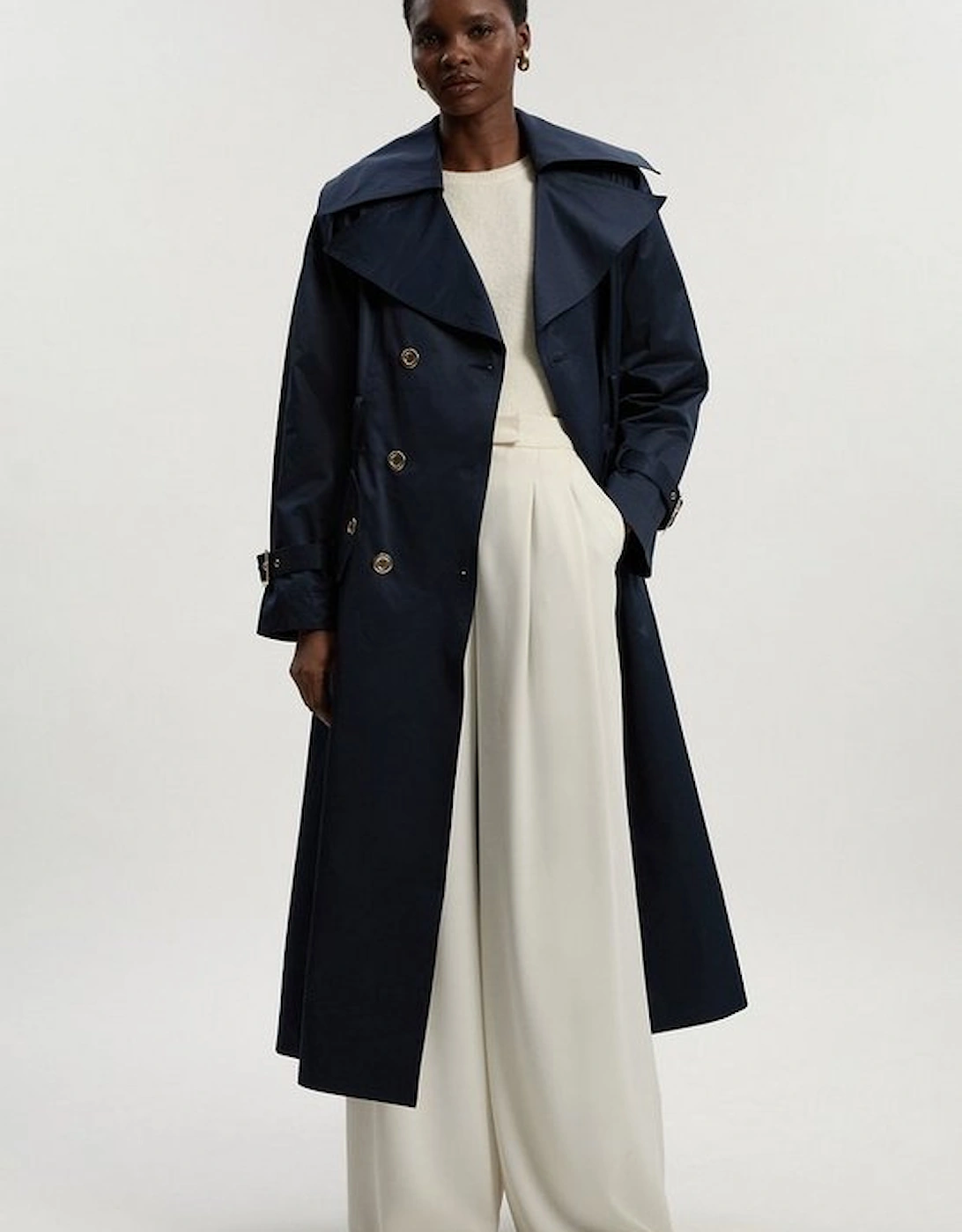 Cotton Sheen Belted Classic Trench Coat, 2 of 1