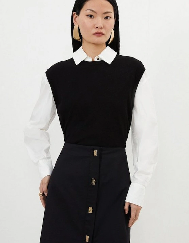 Tall Techno Cotton Woven Skirt With Gold Clasp