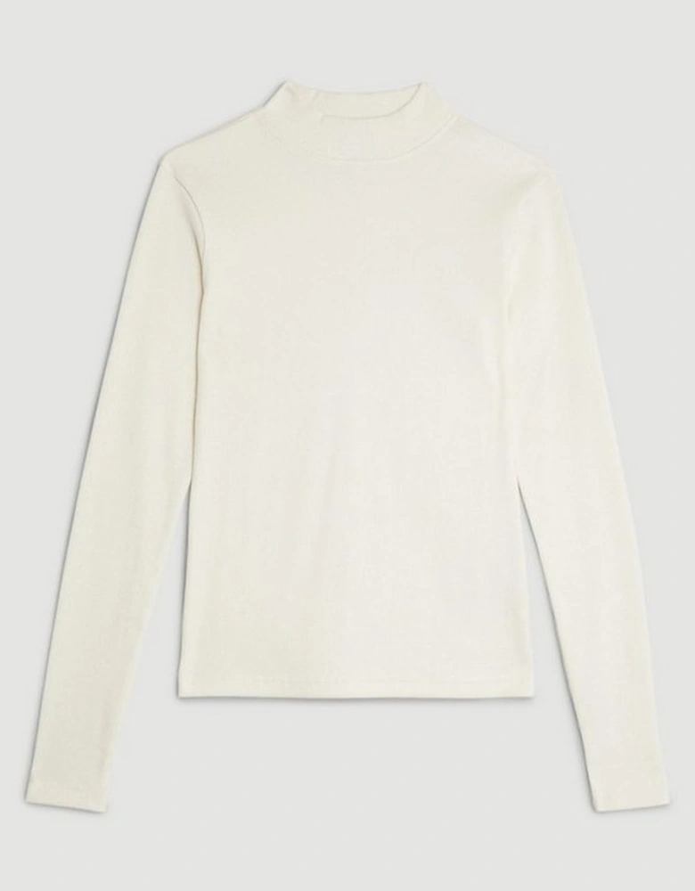 Compact Jersey Ribbed Turtle Neck Top