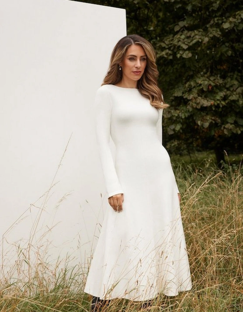 Lydia Millen Compact Knit Wool Look Full Skirt Midi Dress