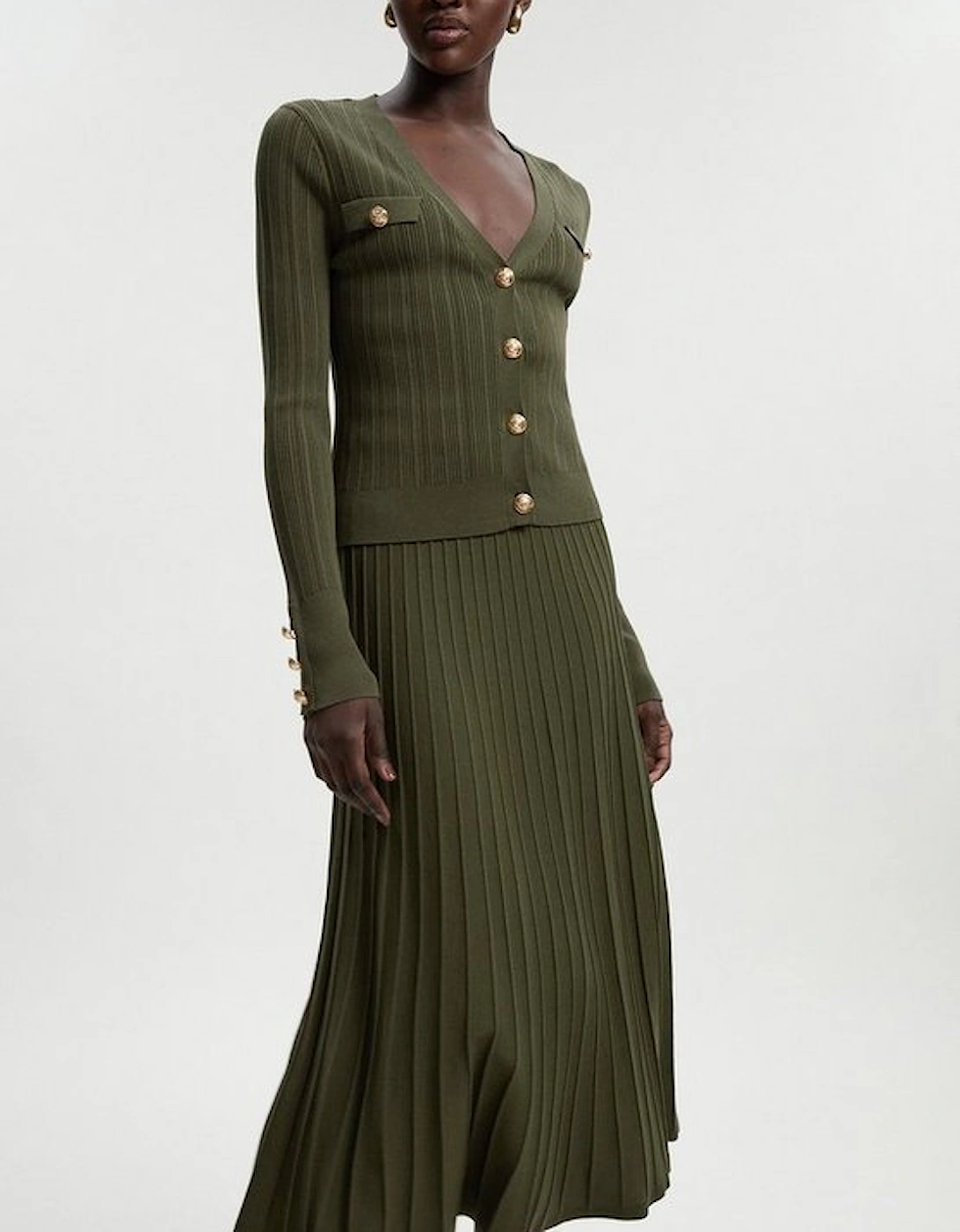 High Waisted Textured Knit Full Maxi Skirt, 2 of 1