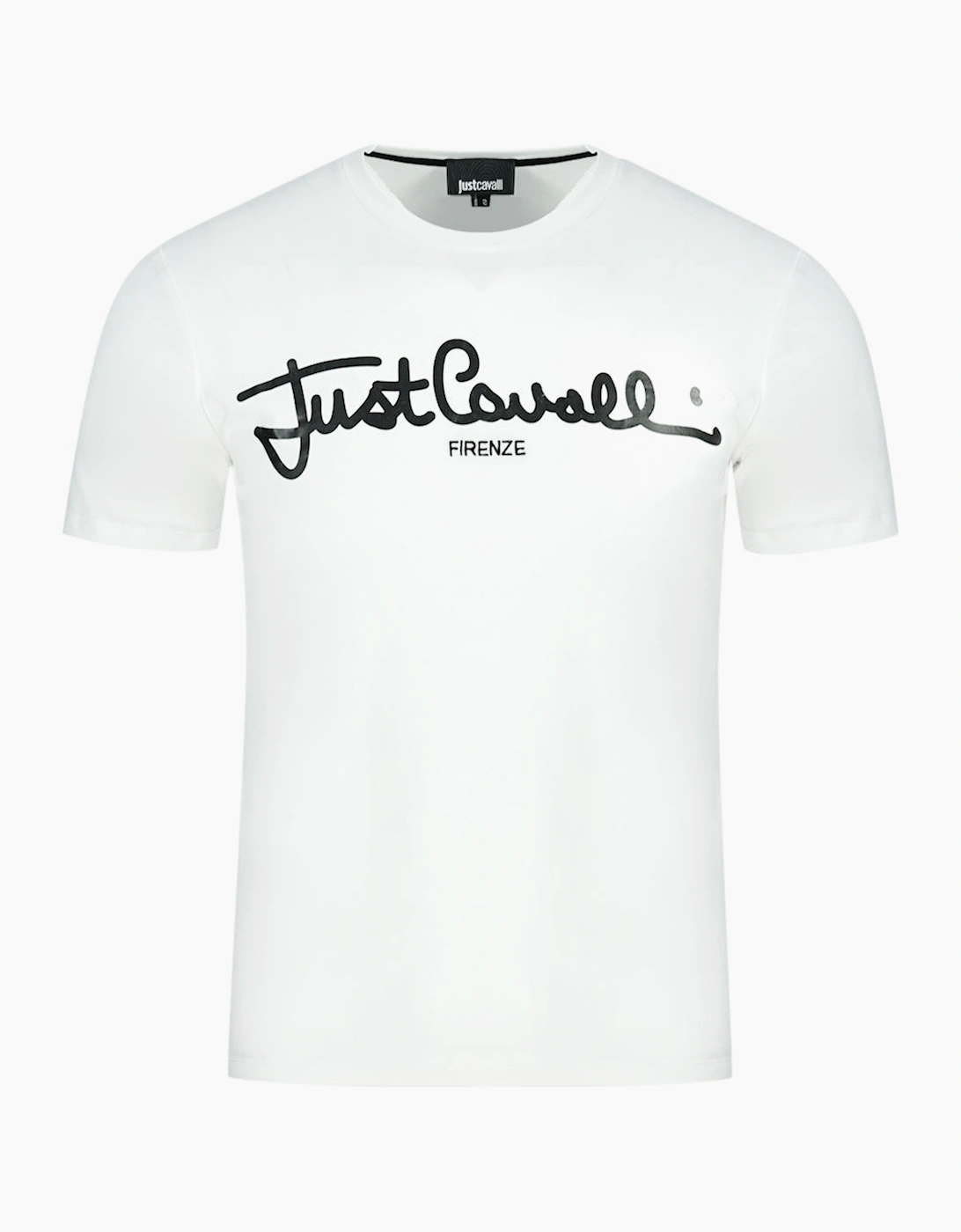 Men's Just Cavalli Logo Signature White T-Shirt - Size: 38