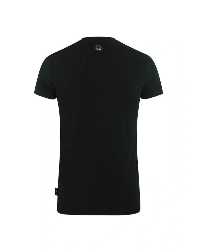 Large Multi Colour Skull Black T-Shirt
