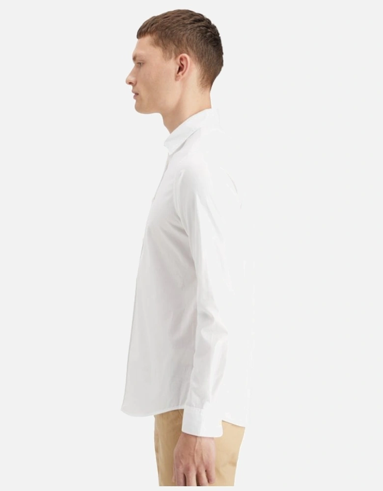 Cotton Poplin Stretch Long Sleeve Shirt White