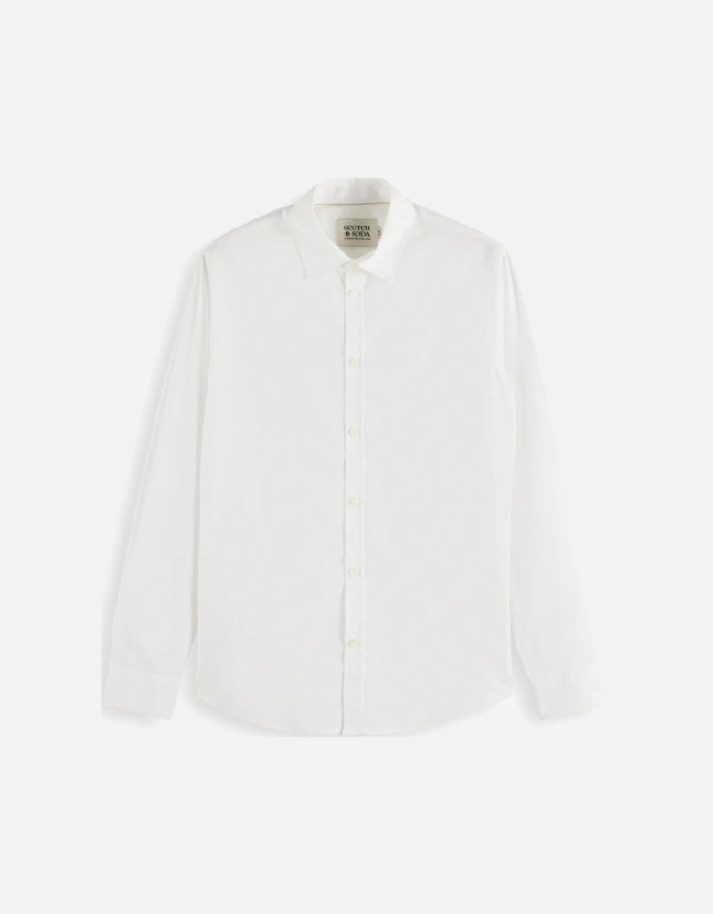 Cotton Poplin Stretch Long Sleeve Shirt White