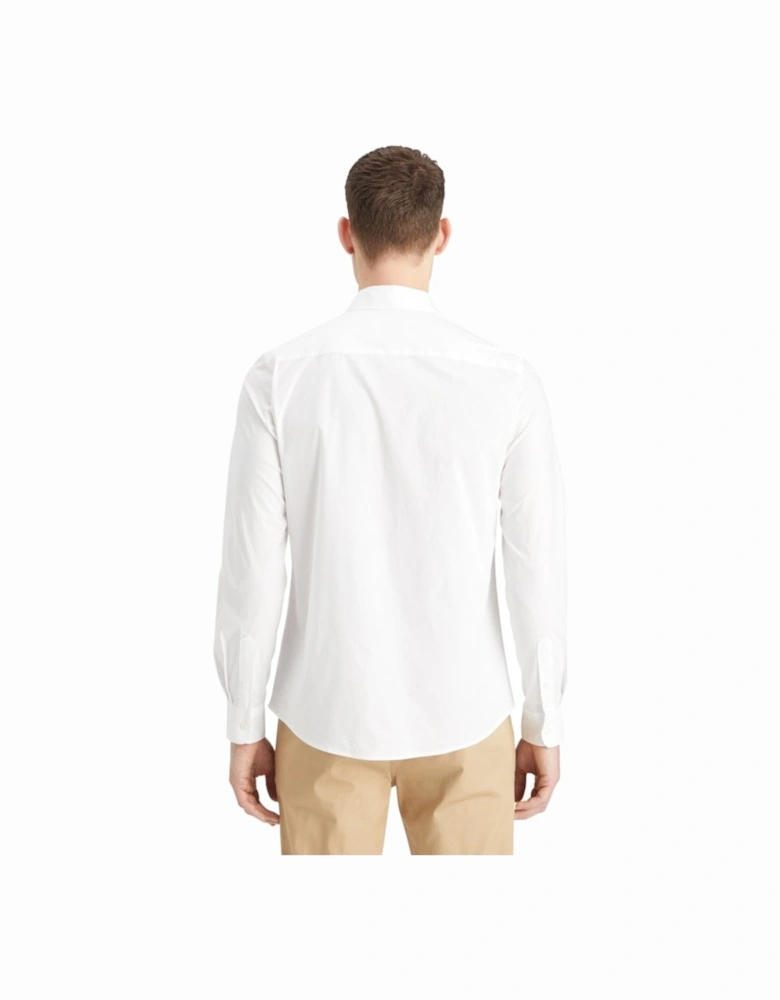 Cotton Poplin Stretch Long Sleeve Shirt White