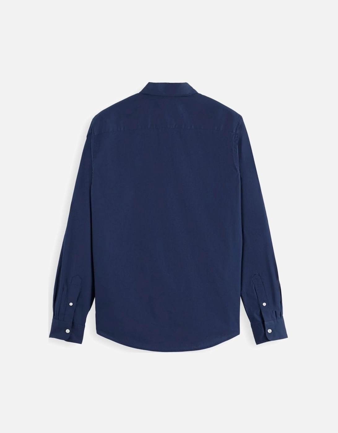 Cotton Poplin Stretch Long Sleeve Shirt Navy
