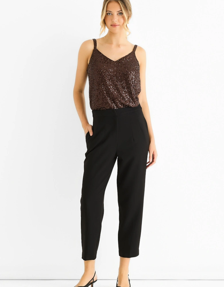 Black Ankle Grazer Cigarette Tailoring Trousers