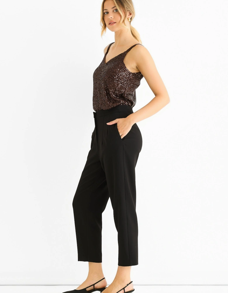 Black Ankle Grazer Cigarette Tailoring Trousers