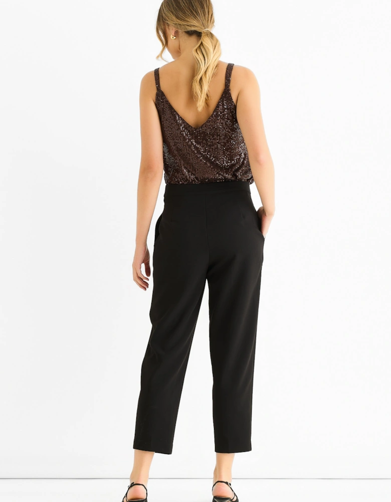 Black Ankle Grazer Cigarette Tailoring Trousers